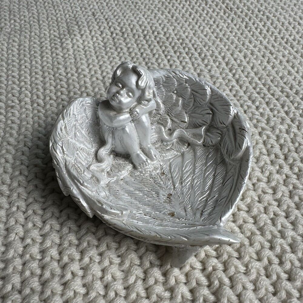 Angel Wings Trinket Tray Cherub Witchy Moody Altar Home Decor Vintage Spiritual